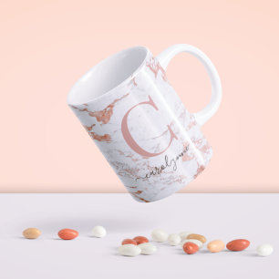 Chic Trendy Roos Gold Foil marble Monogram Koffiemok