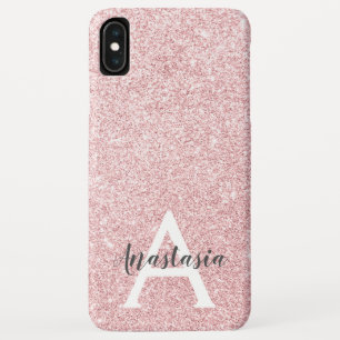 Chic & Trendy Roos Gold Glitter Sparkles Monogram iPhone XS Max Hoesje
