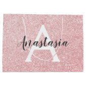 Chic & Trendy Roos Gold Glitter Sparkles Monogram Groot Cadeauzakje (Achterkant)