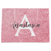 Chic & Trendy Roos Gold Glitter Sparkles Monogram Groot Cadeauzakje (Voorkant)