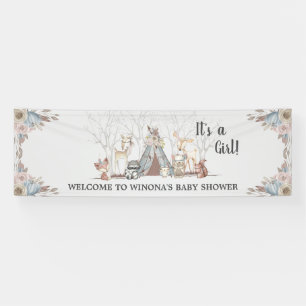 Chic Tribal Woodland Animals Baby shower Achtergro Spandoek