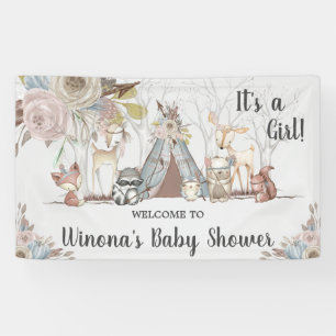 Chic Tribal Woodland Animals Baby shower Achtergro Spandoek