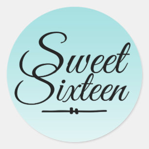 Chic Tropical Blue Ombre Sweet 16 16th Birthday Ronde Sticker
