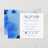 Chic Tropical Blue Waterverf Orchids Wedding RSVP (Voorkant / Achterkant)
