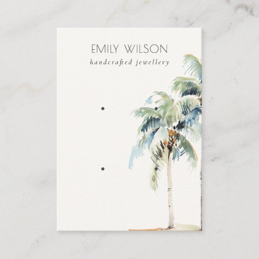 Chic Tropical Coastal Palm Tree 2 Earring Display Visitekaartje (Voorkant)