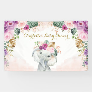 Chic Tropical Elephant Floral Greenery Baby shower Spandoek