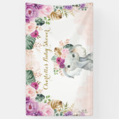 Chic Tropical Elephant Floral Greenery Baby shower Spandoek (Verticaal)