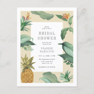 Chic Tropical Leaves Tekening Vrijgezellenfeest Uitnodiging Briefkaart