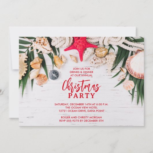 Chic Tropical Merry Christmas Party Kaart (Voorkant)