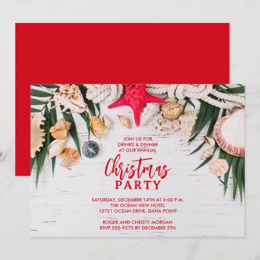 Chic Tropical Merry Christmas Party Kaart (Voorkant / Achterkant)