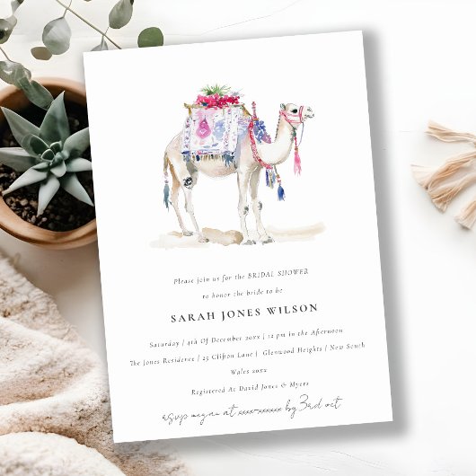 Chic Tropical Moroccan Camel Vrijgezellenfeest Kaart