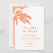 Chic Tropical Palm Tree Monogram Fotobruiloft Kaart (Voorkant)