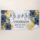 Chic Tropical Personalized Mr. & Mrs Custom Strandlaken (Voorkant)