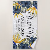 Chic Tropical Personalized Mr. & Mrs Custom Strandlaken (Voorkant)