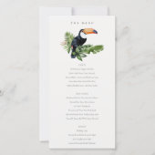 Chic Tropical Rainforest Toucan Mariage Carte Menu (Devant)