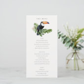 Chic Tropical Rainforest Toucan Mariage Carte Menu (Debout devant)