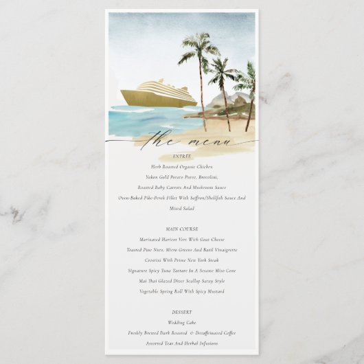 Chic Tropical Seascape Palm Beach Cruise Weddensch Menu (Voorkant)