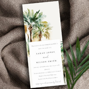 Chic Tropical Waterverf Palm Trees Couples Shower Kaart