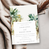 Chic Tropical Waterverf Palm Trees Couples Shower Kaart