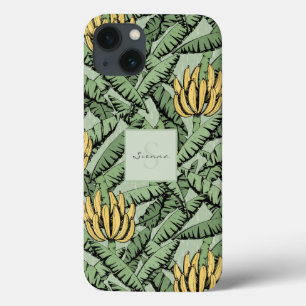 Chic Tropisch Groen Geel Bananenblad Patroon iPhone 13 Hoesje