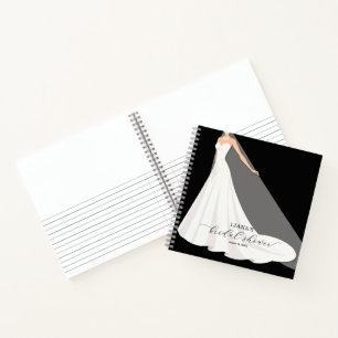 Chic trouwjurk bruidsfeest zwart gastenboek notitieboek