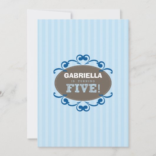 Chic Turning 5 Anniversaire Invitation (bleu) (Devant)
