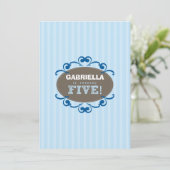 Chic Turning 5 Anniversaire Invitation (bleu) (Debout devant)
