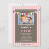 Chic Turning 5 Anniversaire Invitation (rose) (Dos)