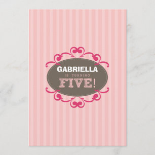 Chic Turning 5 Anniversaire Invitation (rose)