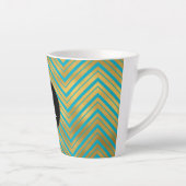 Chic Turquoise Aqua Blue Gold Chevron Monogram Latte Mok (Rechts)