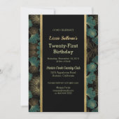 Chic Turquoise Botanique Invitation Anniversaire (Devant)