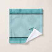 Chic Turquoise brossé Métal Monogrammé Élégant (Gant de toilette)