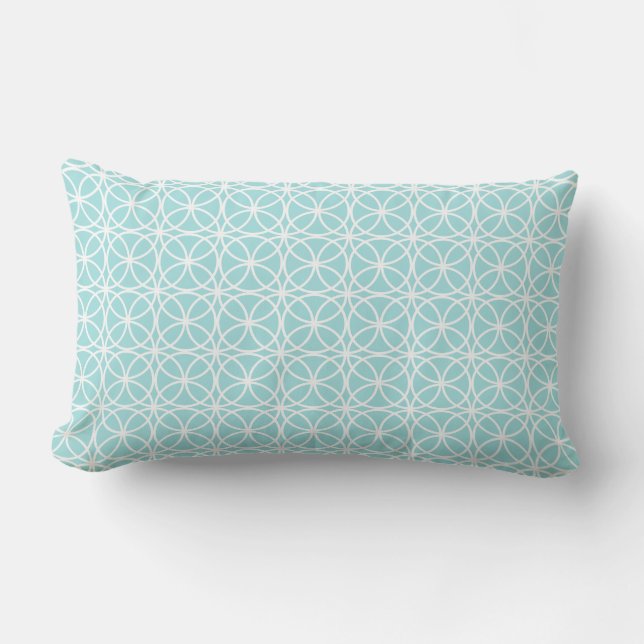 Chic Turquoise Circle Geometric Pattern Outdoor Buitenkussen (Voorkant)