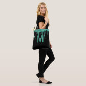 Chic Turquoise Driving Glitter Monogram Naam Draagtas (Op model)
