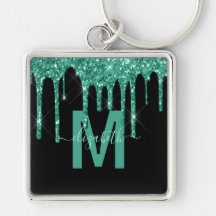 Chic Turquoise Driving Glitter Monogram Naam
