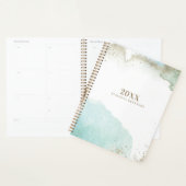 Chic Turquoise & Gold Abstrait Art Planner (Devant avec enveloppe)
