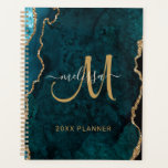 Chic Turquoise Gold Parties scintillant Agate Mono<br><div class="desc">Ce planificateur personnalisé chic gardera votre planning organisé et dispose d'un motif agate violet avec une parties scintillant en or faux rose. Customisez votre monogramme et le nom en écriture manuscrite calligraphie. Ci-dessous on peut lire "20XX PLANNER". Conçu pour vous par ExtremeTees.</div>