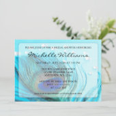 Chic Turquoise Joyaux de paon Invitations de douch (Debout devant)