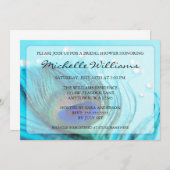 Chic Turquoise Joyaux de paon Invitations de douch (Devant / Derrière)