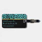 Chic Turquoise Leopard Print Bagagelabel (Achterkant horizontaal)