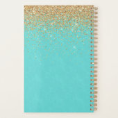 Chic Turquoise met Faux Gold Glitter Planner (Achterkant)