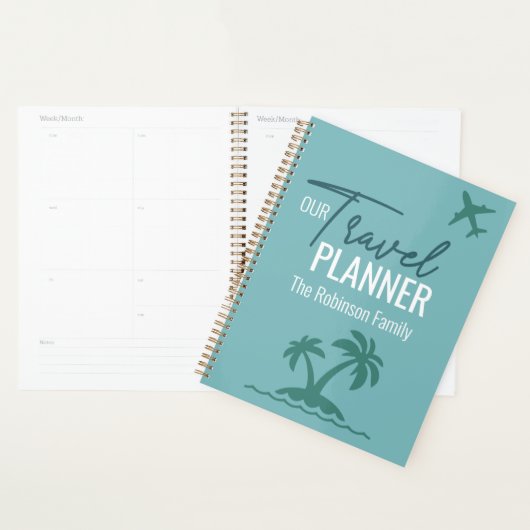 Chic turquoise moderne aangepaste reisplanner planner (Display)