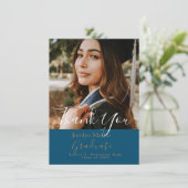 Chic Turquoise Photo Script Graduate Carte de reme (Debout devant)