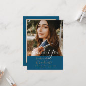 Chic Turquoise Photo Script Graduate Carte de reme (Devant/Arrière en situation)
