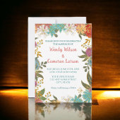 Chic Turquoise rouille Faire-part de mariage flora