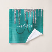 Chic Turquoise Silver Driver Parties scintillant N (Gant de toilette)