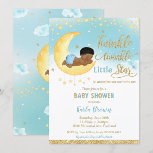 Chic Twinkle Little Star African Baby shower Boy  Kaart