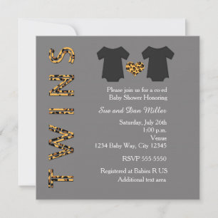 CHIC TWINS Cheetah Baby shower Party Invitation Kaart