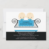Chic Twins in the Crib Baby shower Invitation Garç (Devant)