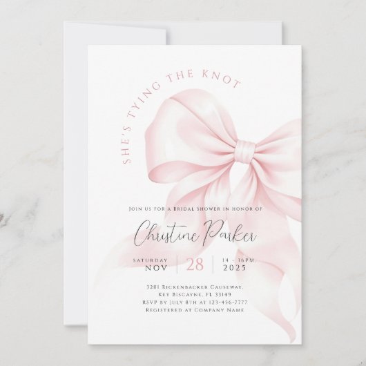 Chic Tying Knot Invitation de la douche nuptiale (Devant)